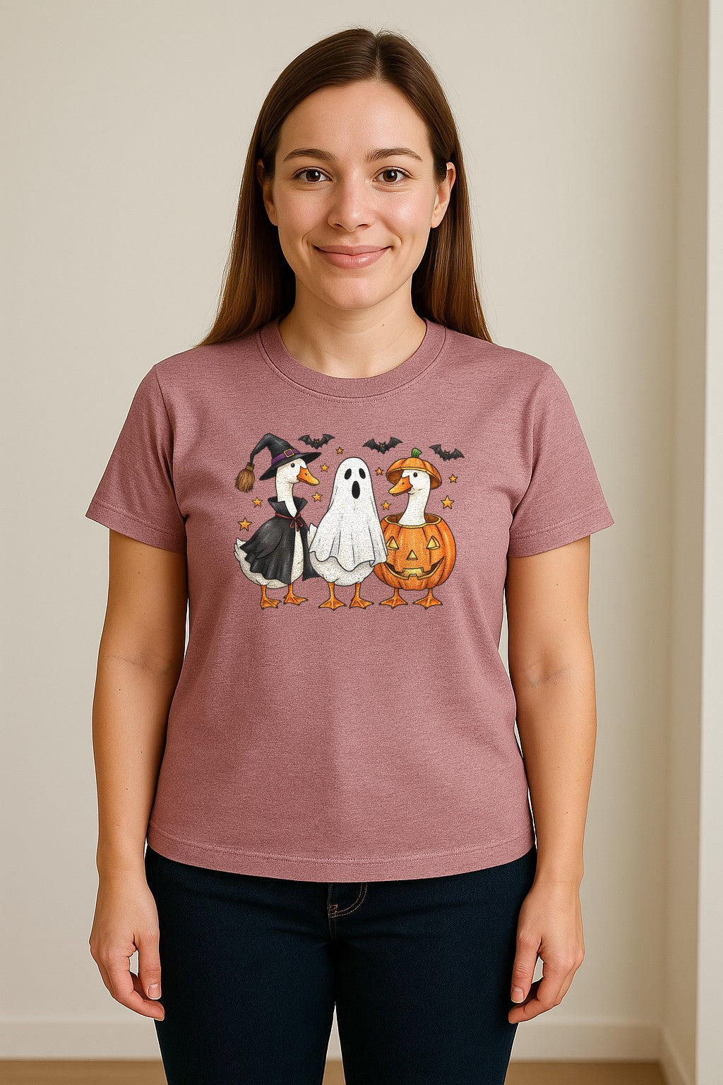 Halloween Goose T-Shirt, Witch, Ghost and Pumpkin Costume Design for Fall Parties and Trick-or-Treat