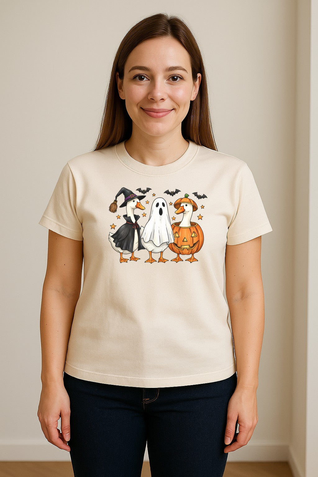 Halloween Goose T-Shirt, Witch, Ghost and Pumpkin Costume Design for Fall Parties and Trick-or-Treat
