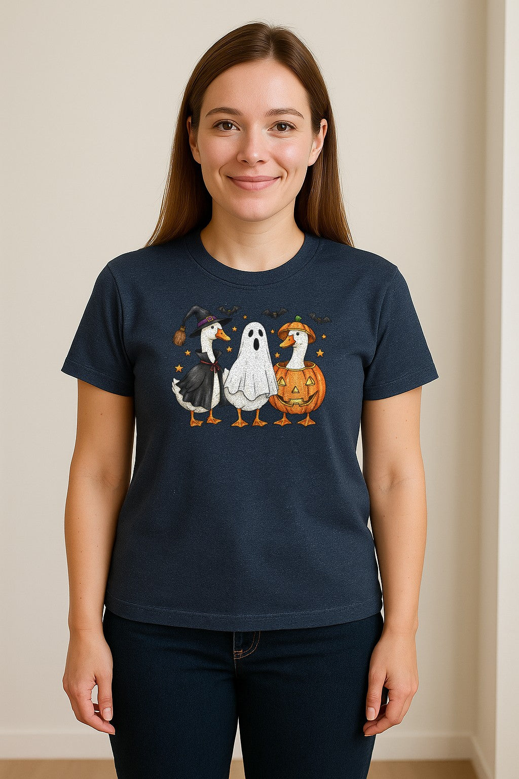 Halloween Goose T-Shirt, Witch, Ghost and Pumpkin Costume Design for Fall Parties and Trick-or-Treat