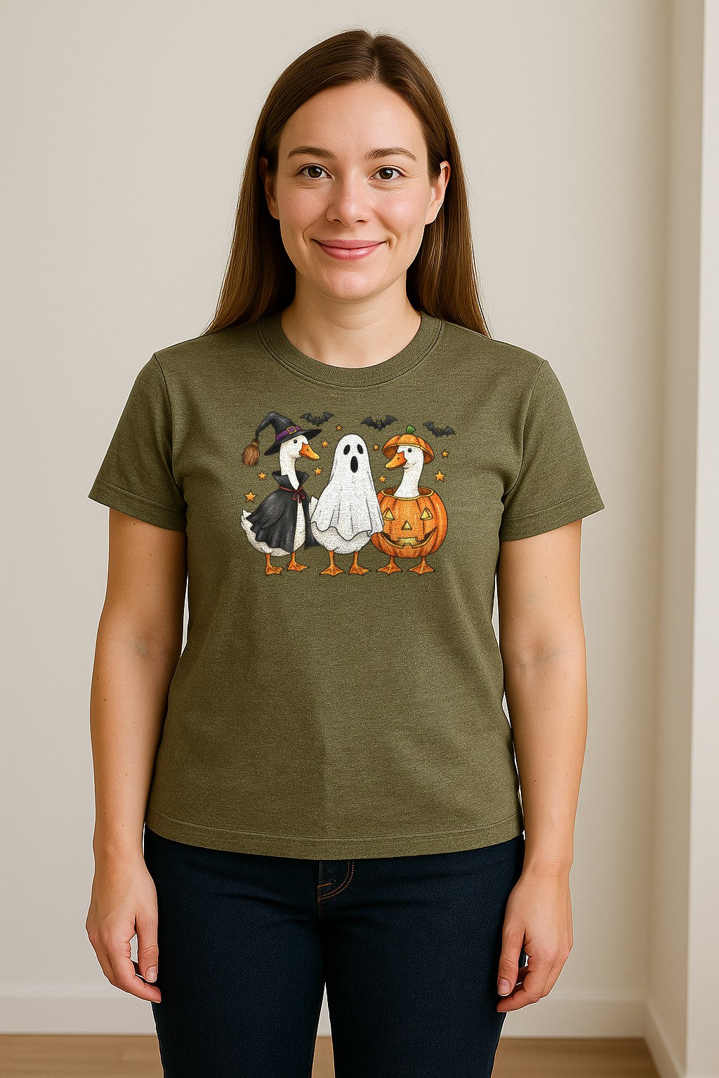 Halloween Goose T-Shirt, Witch, Ghost and Pumpkin Costume Design for Fall Parties and Trick-or-Treat