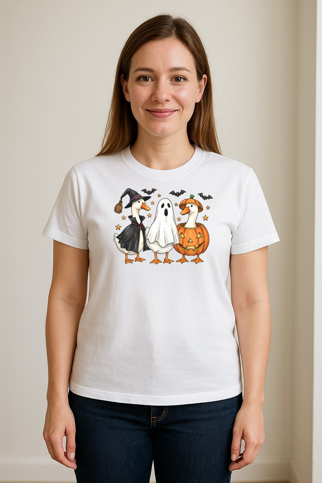 Halloween Goose T-Shirt, Witch, Ghost and Pumpkin Costume Design for Fall Parties and Trick-or-Treat