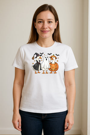 Halloween Goose T-Shirt, Witch, Ghost and Pumpkin Costume Design for Fall Parties and Trick-or-Treat