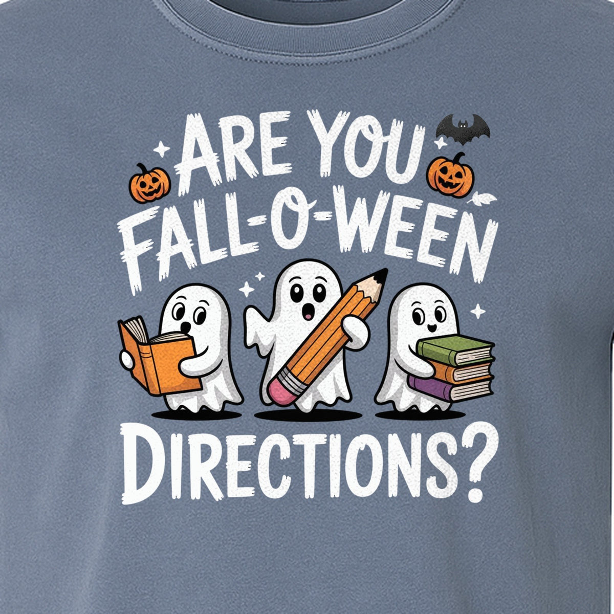 Halloween Ghost Comfort Colors T-Shirt, Are You Fall-O-Ween Directions School Design for Teachers and Readers