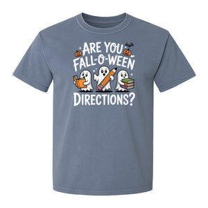 Halloween Ghost Comfort Colors T-Shirt, Are You Fall-O-Ween Directions School Design for Teachers and Readers