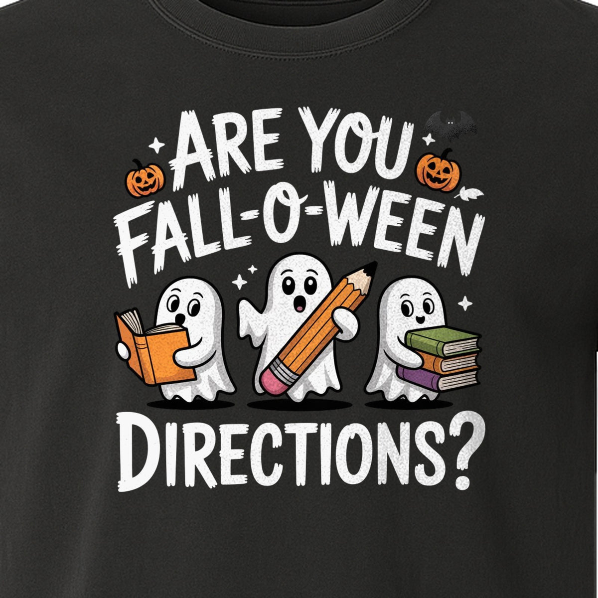Halloween Ghost Comfort Colors T-Shirt, Are You Fall-O-Ween Directions School Design for Teachers and Readers