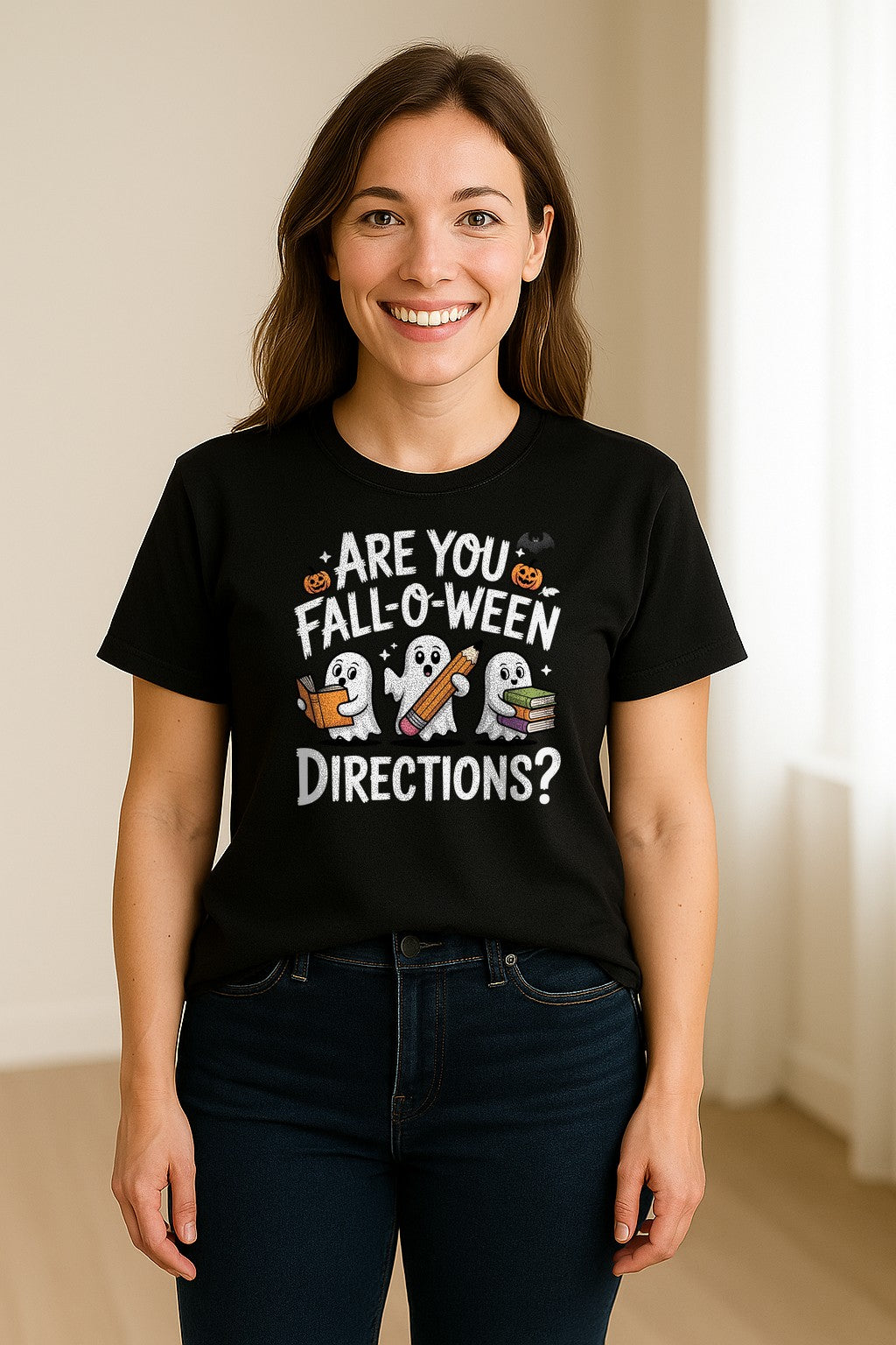Halloween Ghost Comfort Colors T-Shirt, Are You Fall-O-Ween Directions School Design for Teachers and Readers
