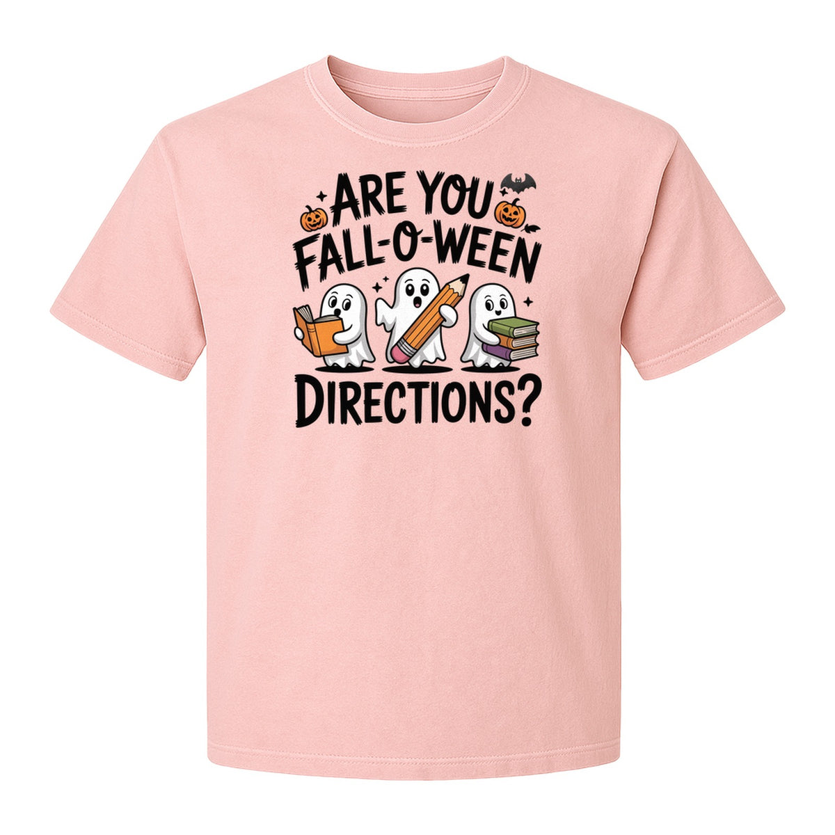 Halloween Ghost Comfort Colors T-Shirt, Are You Fall-O-Ween Directions School Design for Teachers and Readers