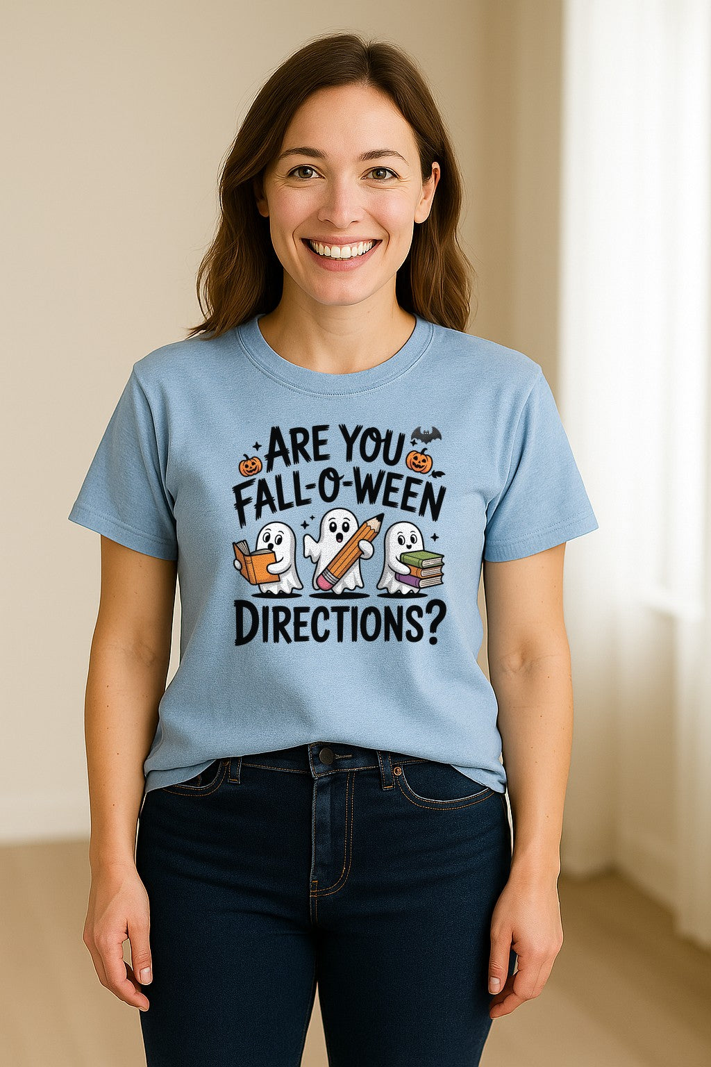 Halloween Ghost Comfort Colors T-Shirt, Are You Fall-O-Ween Directions School Design for Teachers and Readers