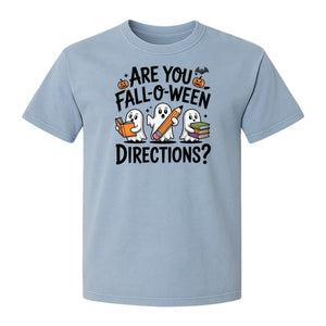 Halloween Ghost Comfort Colors T-Shirt, Are You Fall-O-Ween Directions School Design for Teachers and Readers