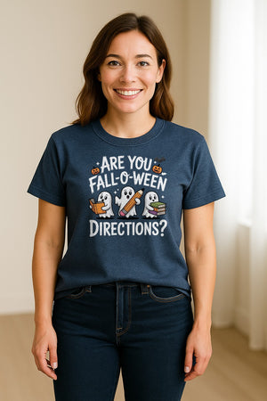 Halloween Ghost Comfort Colors T-Shirt, Are You Fall-O-Ween Directions School Design for Teachers and Readers