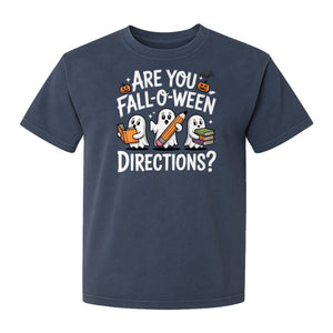 Halloween Ghost Comfort Colors T-Shirt, Are You Fall-O-Ween Directions School Design for Teachers and Readers