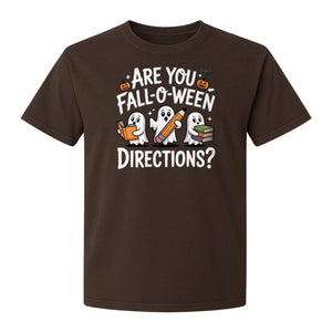 Halloween Ghost Comfort Colors T-Shirt, Are You Fall-O-Ween Directions School Design for Teachers and Readers