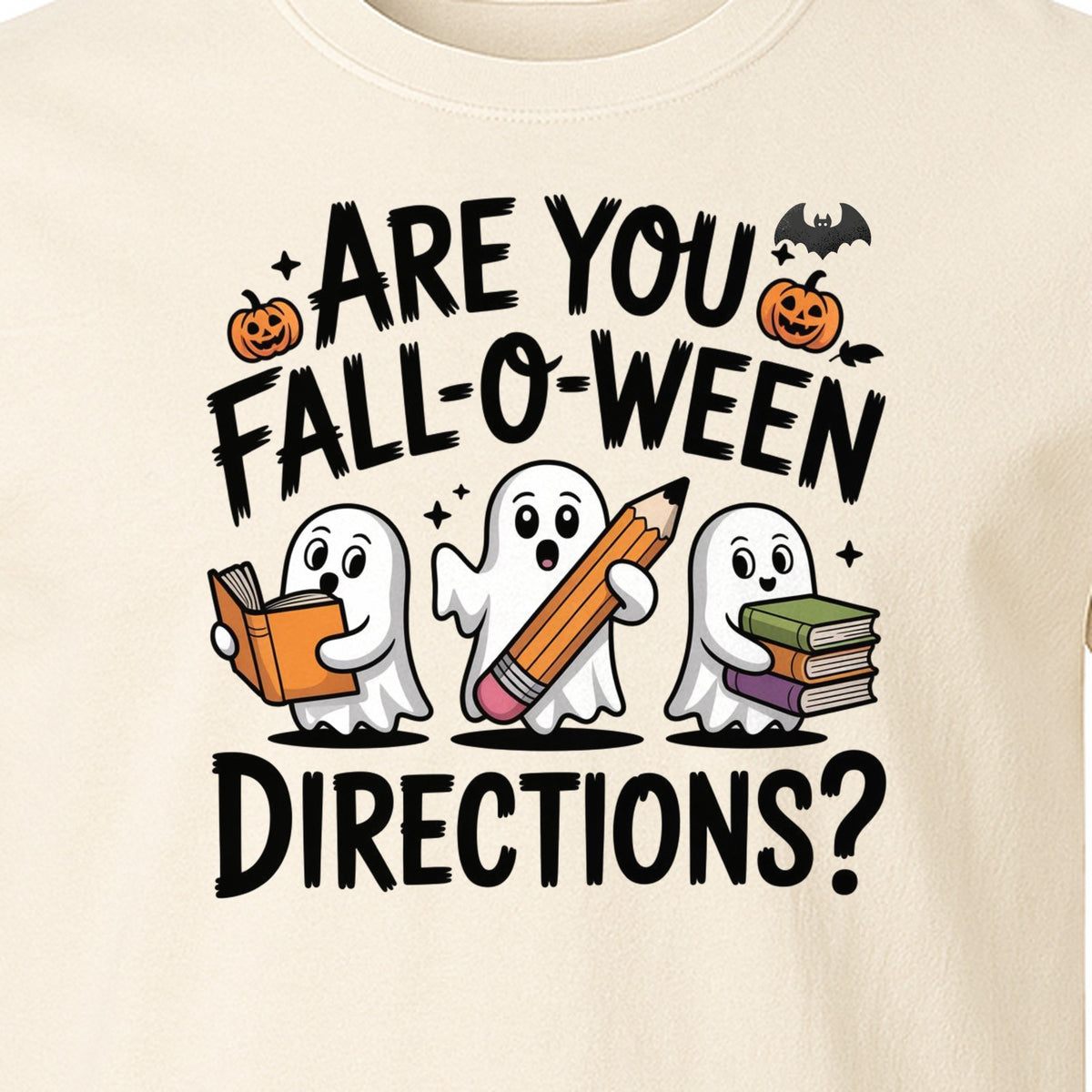 Halloween Ghost Comfort Colors T-Shirt, Are You Fall-O-Ween Directions School Design for Teachers and Readers