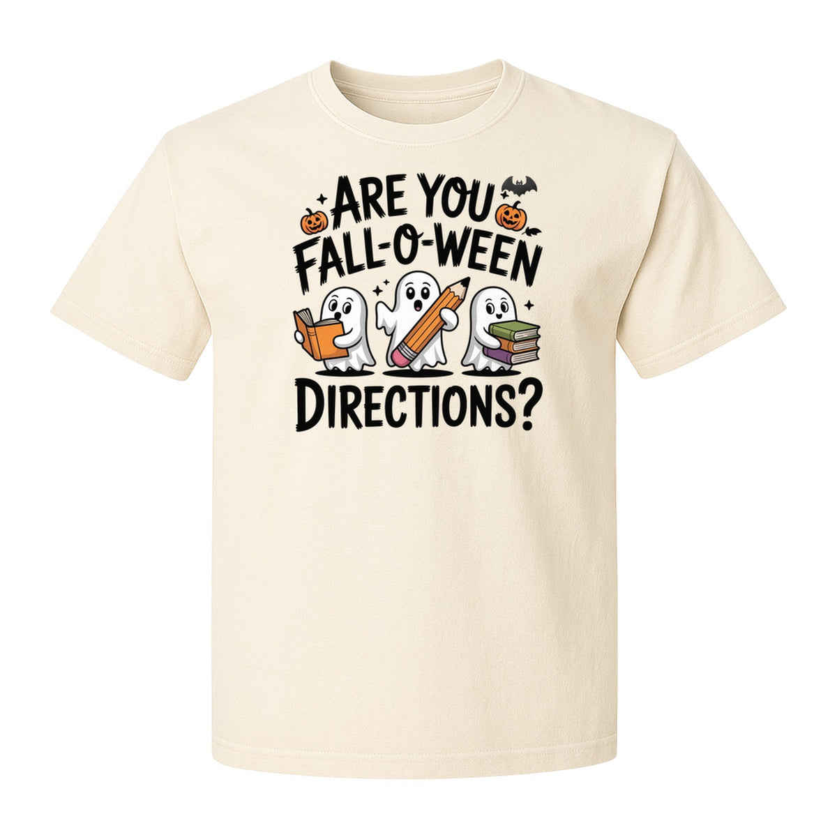 Halloween Ghost Comfort Colors T-Shirt, Are You Fall-O-Ween Directions School Design for Teachers and Readers