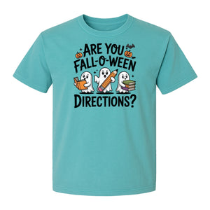 Halloween Ghost Comfort Colors T-Shirt, Are You Fall-O-Ween Directions School Design for Teachers and Readers