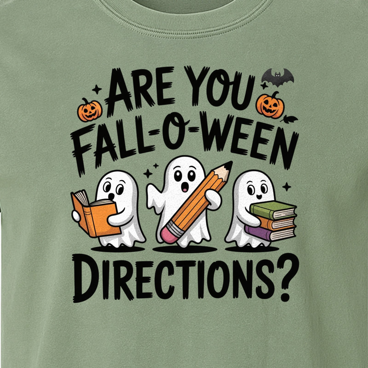 Halloween Ghost Comfort Colors T-Shirt, Are You Fall-O-Ween Directions School Design for Teachers and Readers
