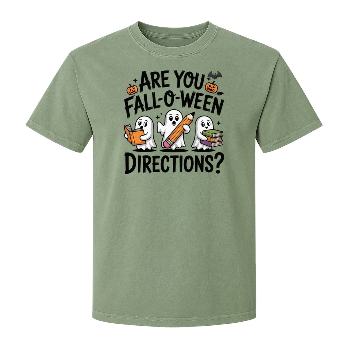 Halloween Ghost Comfort Colors T-Shirt, Are You Fall-O-Ween Directions School Design for Teachers and Readers