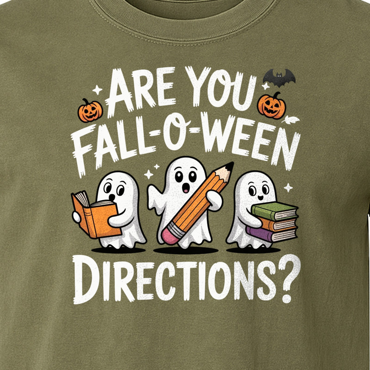 Halloween Ghost Comfort Colors T-Shirt, Are You Fall-O-Ween Directions School Design for Teachers and Readers