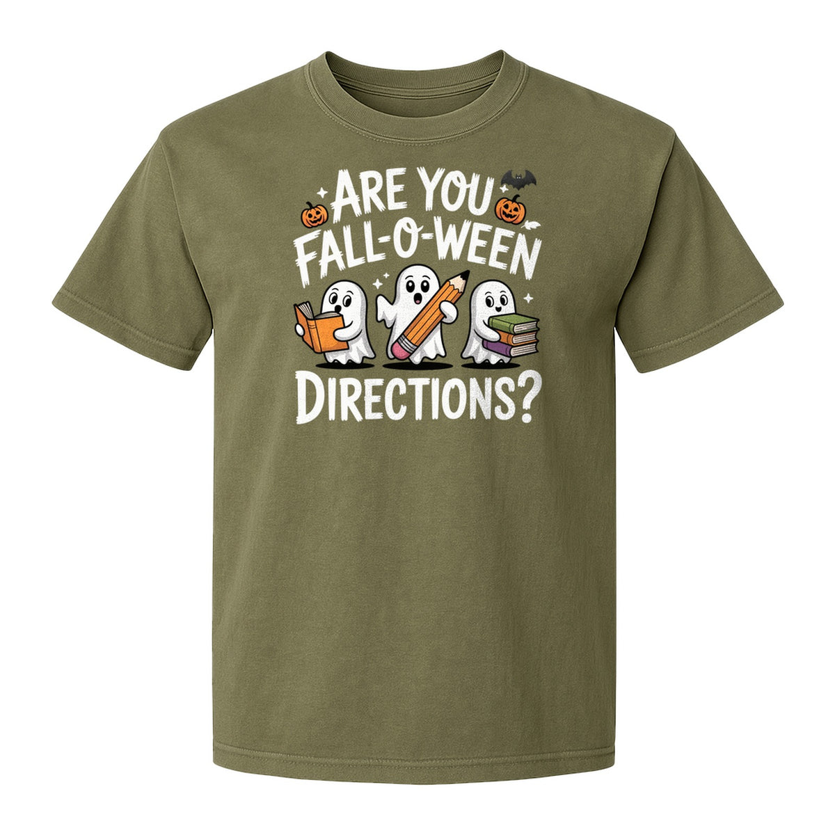 Halloween Ghost Comfort Colors T-Shirt, Are You Fall-O-Ween Directions School Design for Teachers and Readers