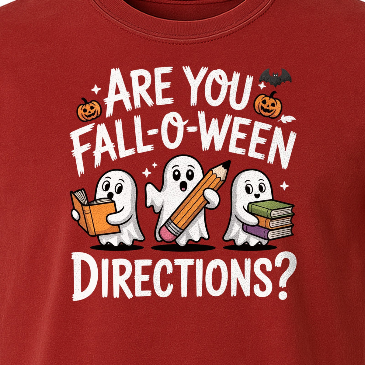 Halloween Ghost Comfort Colors T-Shirt, Are You Fall-O-Ween Directions School Design for Teachers and Readers