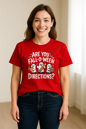 Halloween Ghost Comfort Colors T-Shirt, Are You Fall-O-Ween Directions School Design for Teachers and Readers