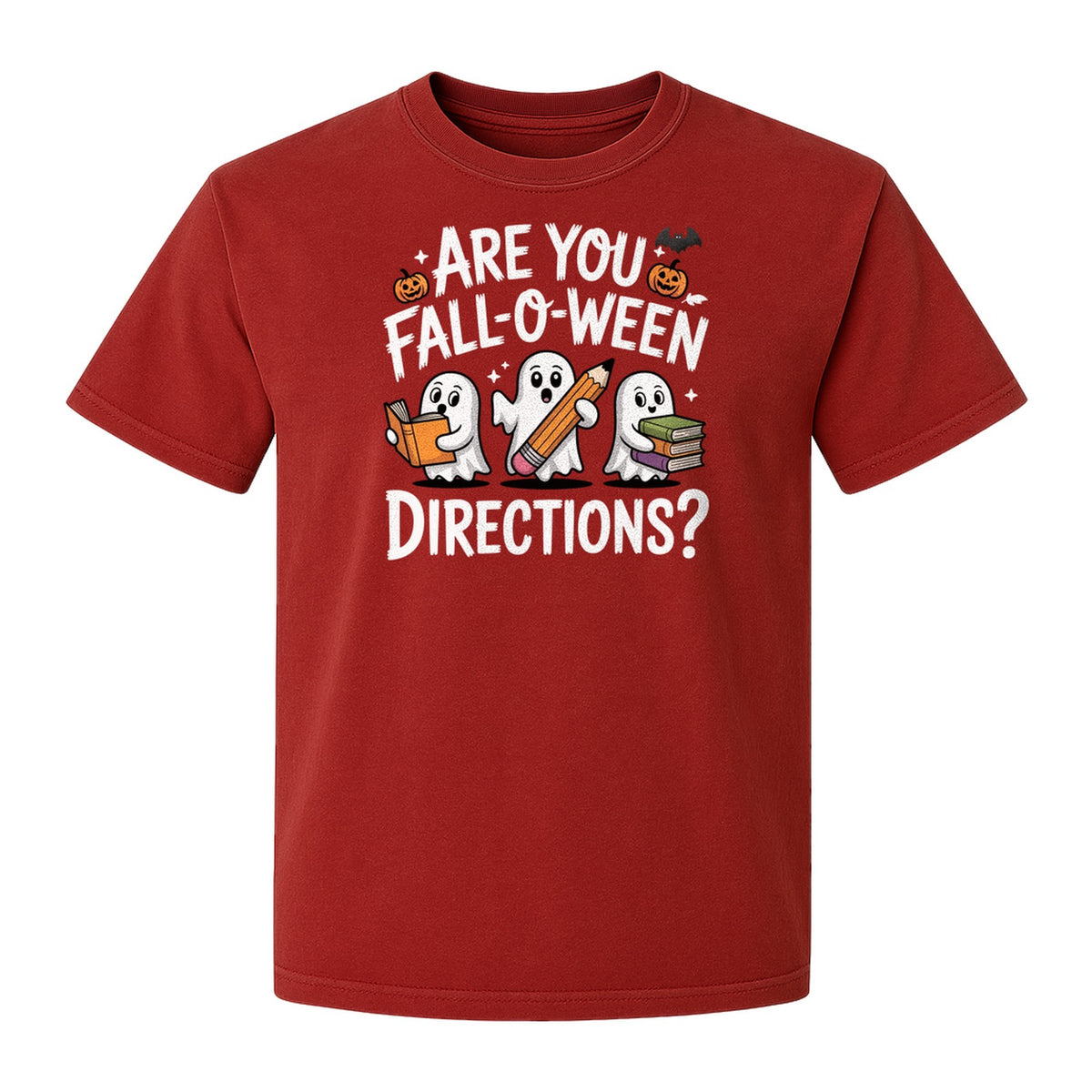 Halloween Ghost Comfort Colors T-Shirt, Are You Fall-O-Ween Directions School Design for Teachers and Readers