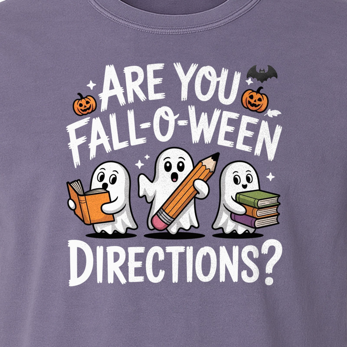 Halloween Ghost Comfort Colors T-Shirt, Are You Fall-O-Ween Directions School Design for Teachers and Readers
