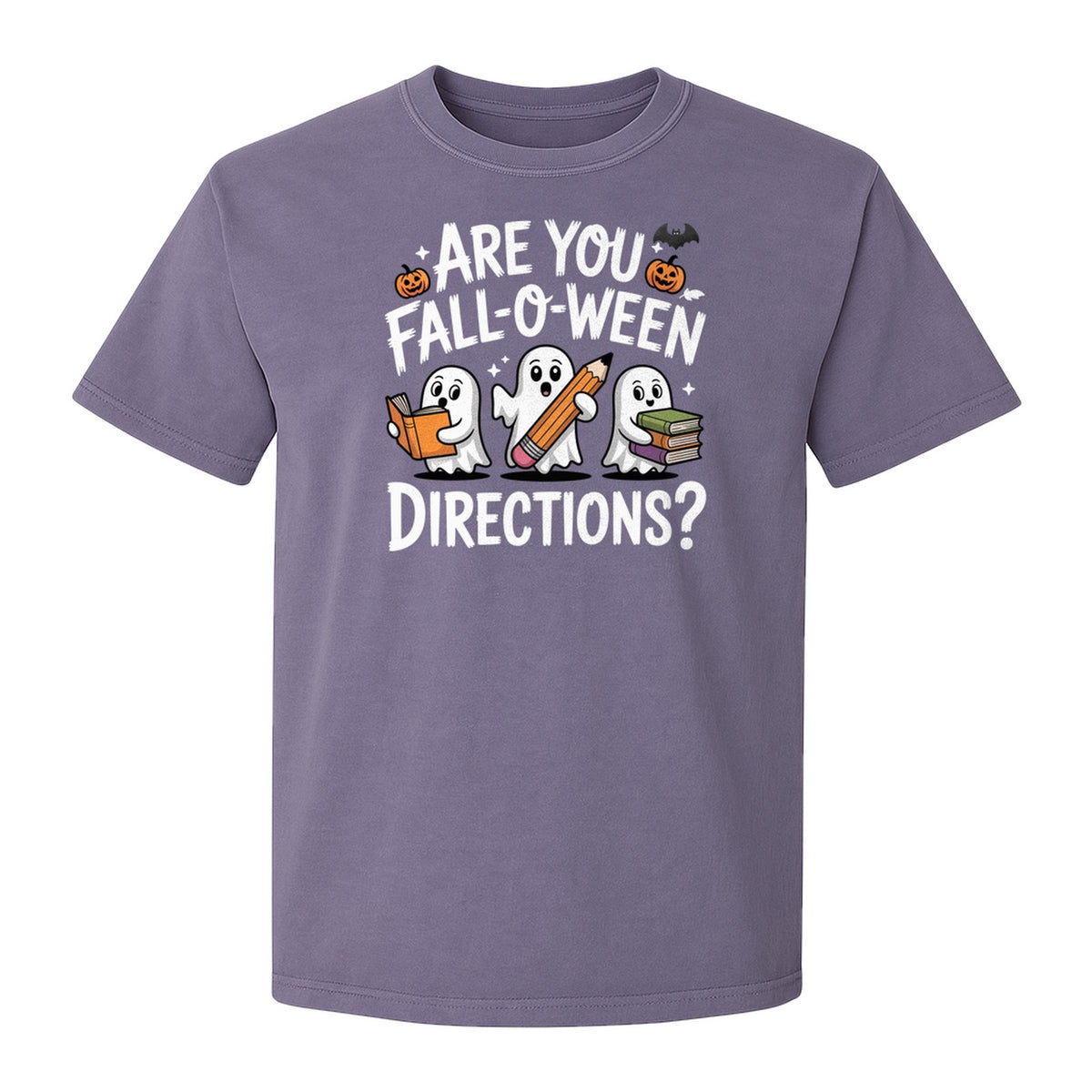 Halloween Ghost Comfort Colors T-Shirt, Are You Fall-O-Ween Directions School Design for Teachers and Readers