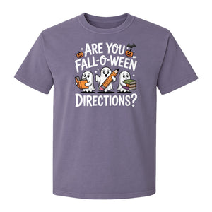 Halloween Ghost Comfort Colors T-Shirt, Are You Fall-O-Ween Directions School Design for Teachers and Readers