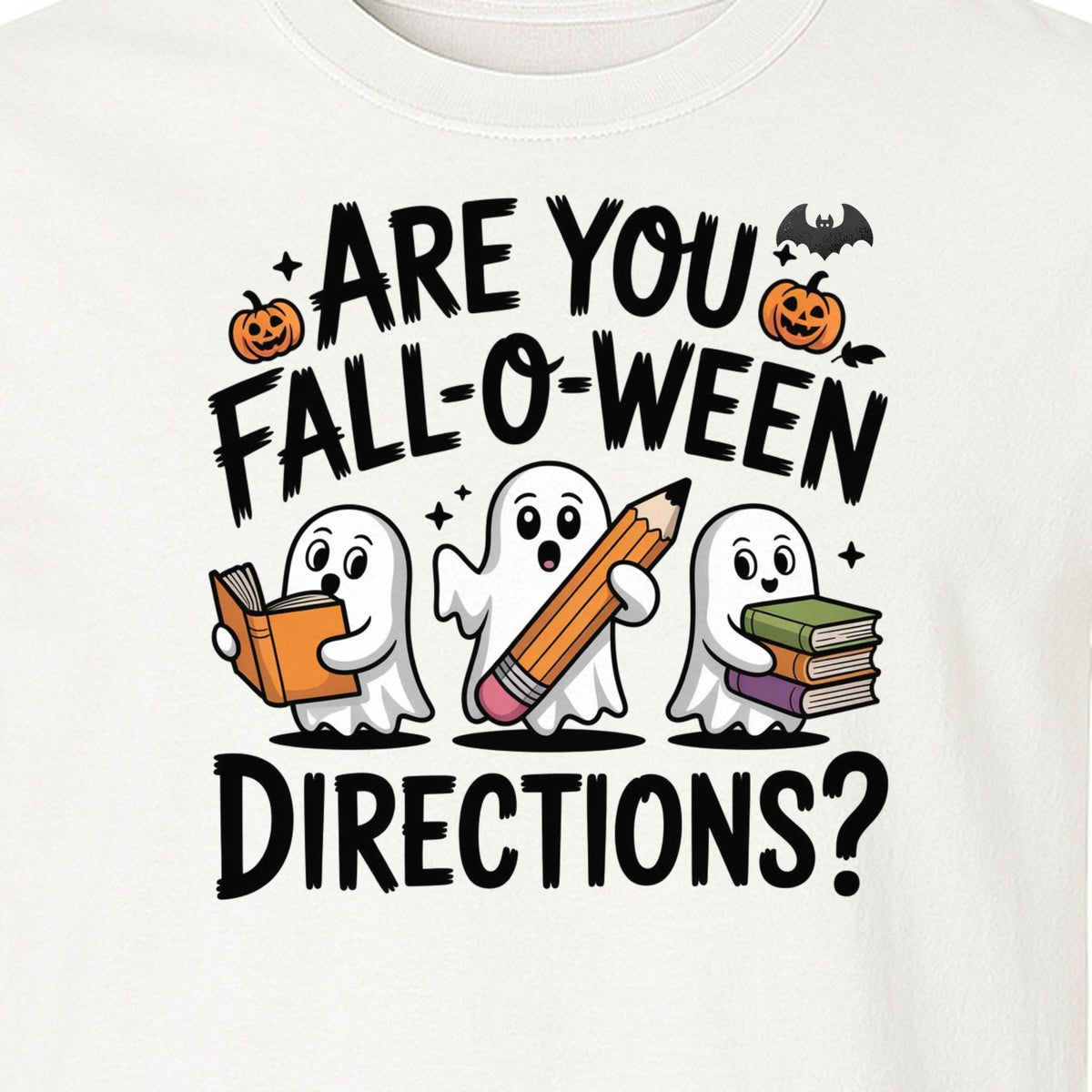 Halloween Ghost Comfort Colors T-Shirt, Are You Fall-O-Ween Directions School Design for Teachers and Readers