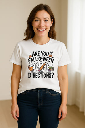 Halloween Ghost Comfort Colors T-Shirt, Are You Fall-O-Ween Directions School Design for Teachers and Readers