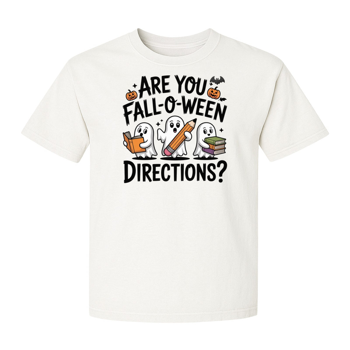 Halloween Ghost Comfort Colors T-Shirt, Are You Fall-O-Ween Directions School Design for Teachers and Readers