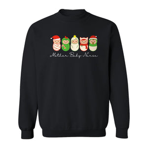 Mother Baby Nurse Sweatshirt, Christmas Swaddled Infants Design for Postpartum and Nursery Staff