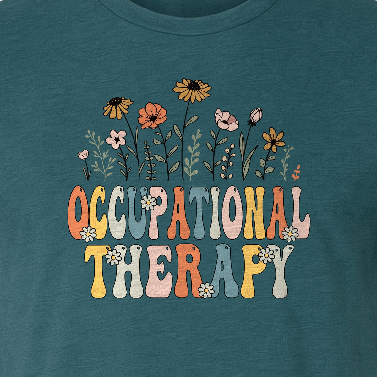 Occupational Therapy T-Shirt, Retro Floral OT Graduation Design for Therapists and Students