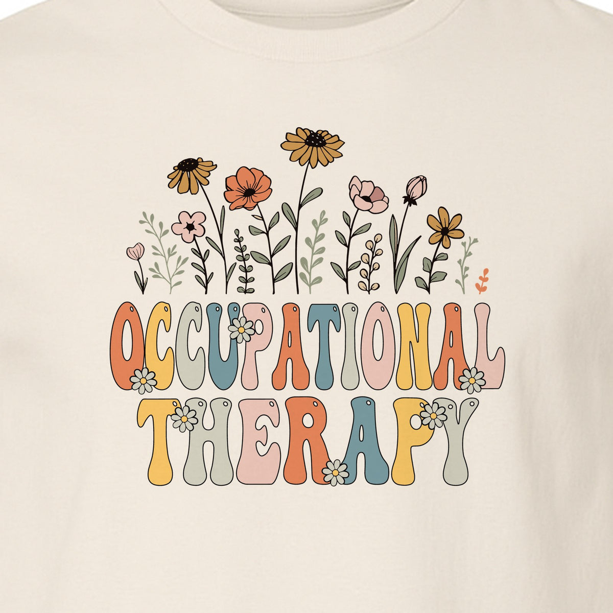 Occupational Therapy T-Shirt, Retro Floral OT Graduation Design for Therapists and Students