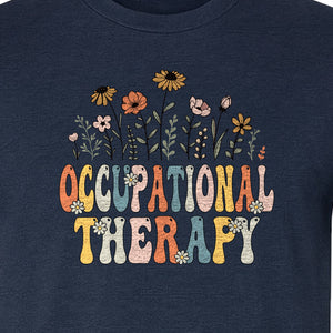 Occupational Therapy T-Shirt, Retro Floral OT Graduation Design for Therapists and Students