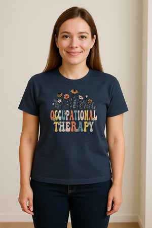 Occupational Therapy T-Shirt, Retro Floral OT Graduation Design for Therapists and Students