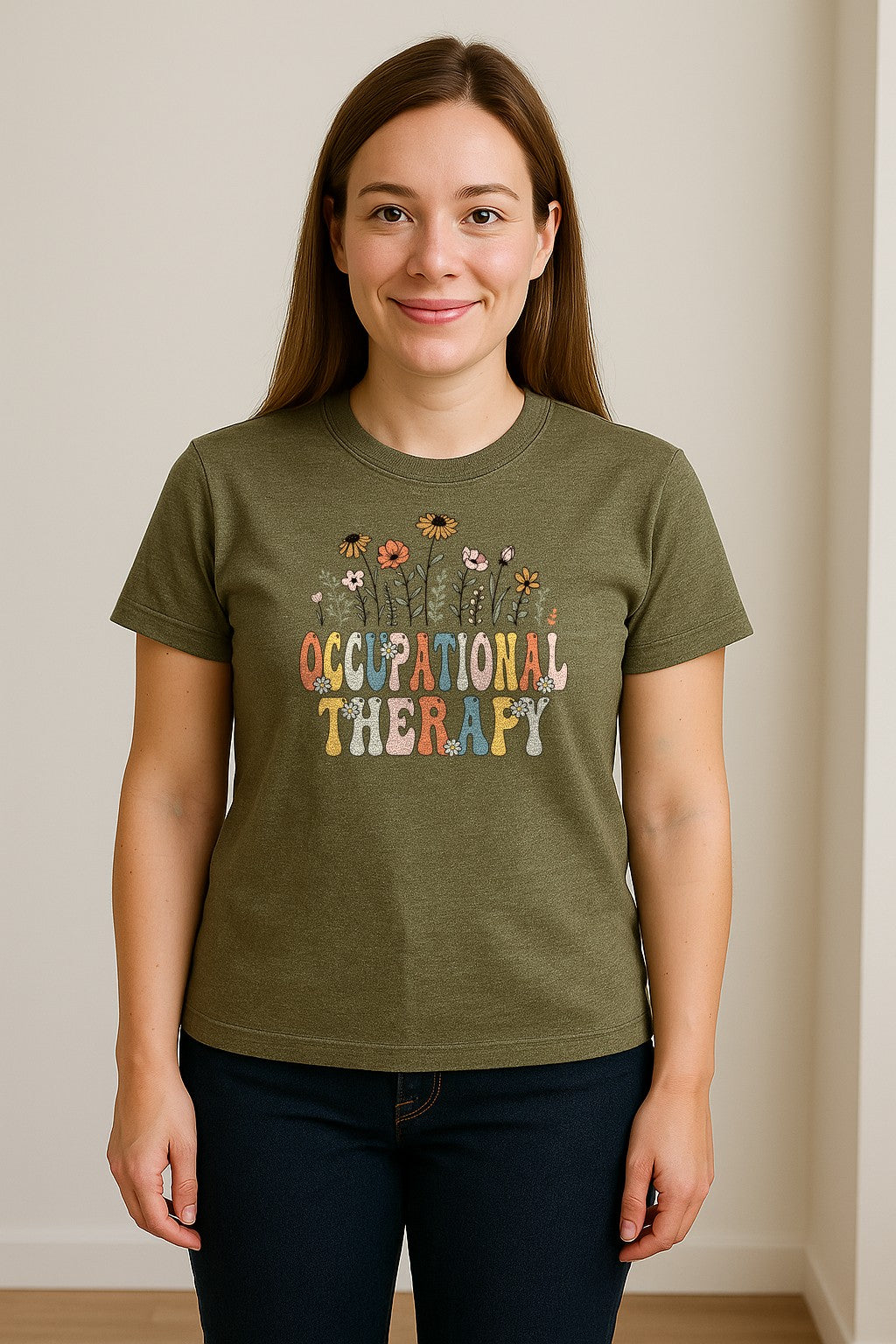 Occupational Therapy T-Shirt, Retro Floral OT Graduation Design for Therapists and Students