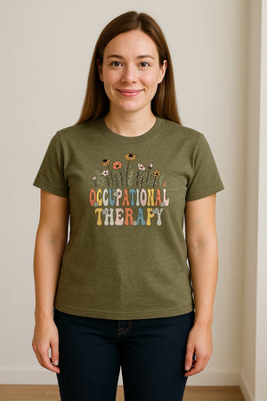 Occupational Therapy T-Shirt, Retro Floral OT Graduation Design for Therapists and Students