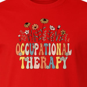 Occupational Therapy T-Shirt, Retro Floral OT Graduation Design for Therapists and Students