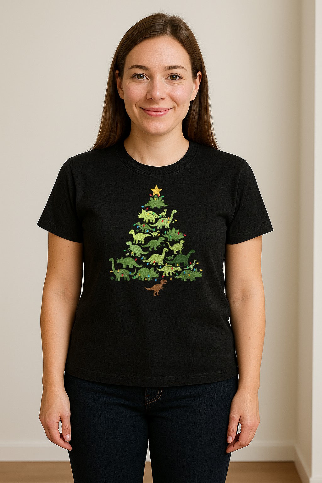 Dinosaur Christmas T-Shirt, Festive Tree of Dinosaurs Holiday Gift for Dino Fans