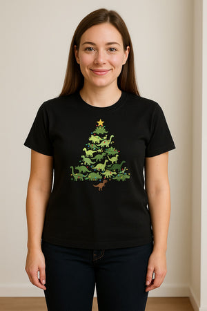 Dinosaur Christmas T-Shirt, Festive Tree of Dinosaurs Holiday Gift for Dino Fans