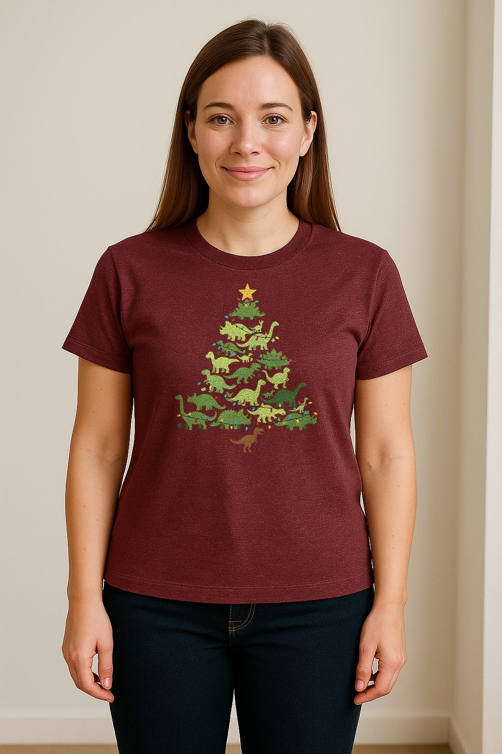 Dinosaur Christmas T-Shirt, Festive Tree of Dinosaurs Holiday Gift for Dino Fans