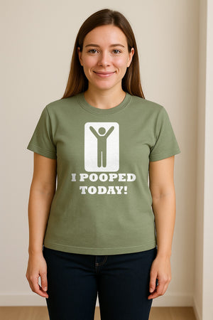 Funny Poop T-Shirt, I Pooped Today Sarcastic Humor Graphic Tee for Adults
