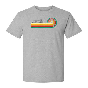 Swimming T-Shirt, Retro Rainbow Swimmer Graphic Gift for Pool Lovers and Coaches