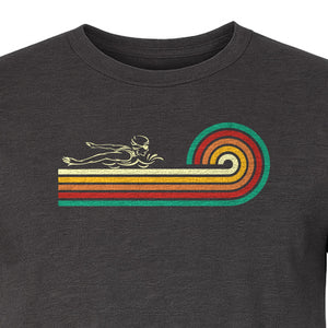 Swimming T-Shirt, Retro Rainbow Swimmer Graphic Gift for Pool Lovers and Coaches