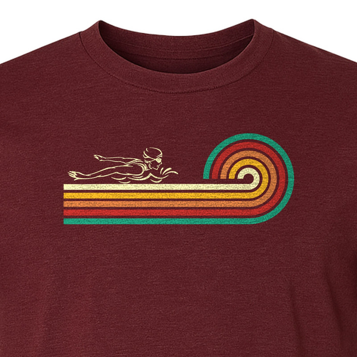 Swimming T-Shirt, Retro Rainbow Swimmer Graphic Gift for Pool Lovers and Coaches