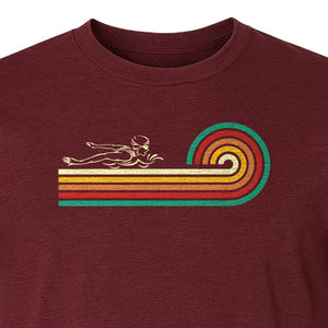 Swimming T-Shirt, Retro Rainbow Swimmer Graphic Gift for Pool Lovers and Coaches