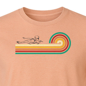 Swimming T-Shirt, Retro Rainbow Swimmer Graphic Gift for Pool Lovers and Coaches