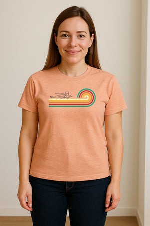 Swimming T-Shirt, Retro Rainbow Swimmer Graphic Gift for Pool Lovers and Coaches